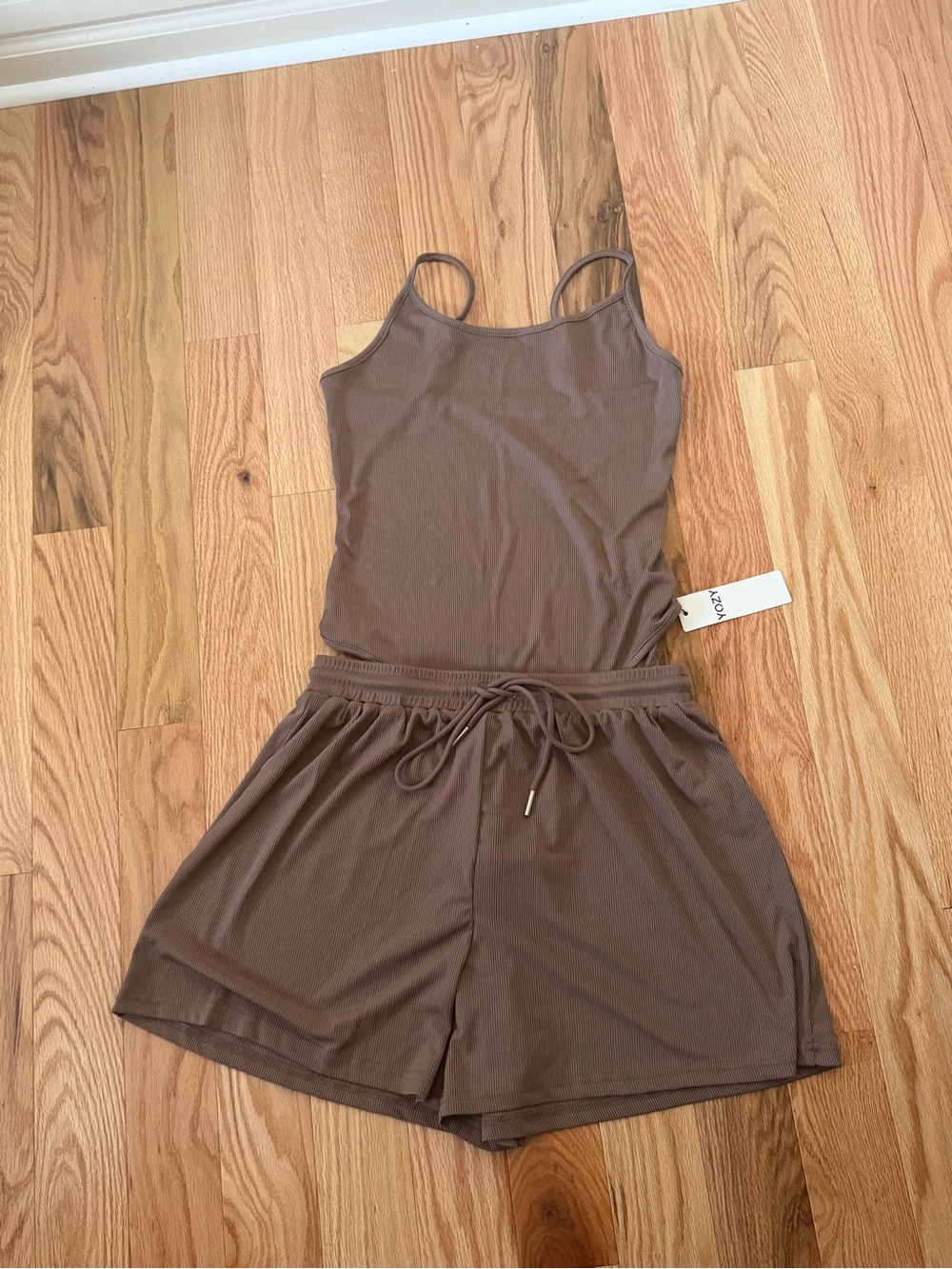 Cozy Ribbed Tank & Short Set - Brown
